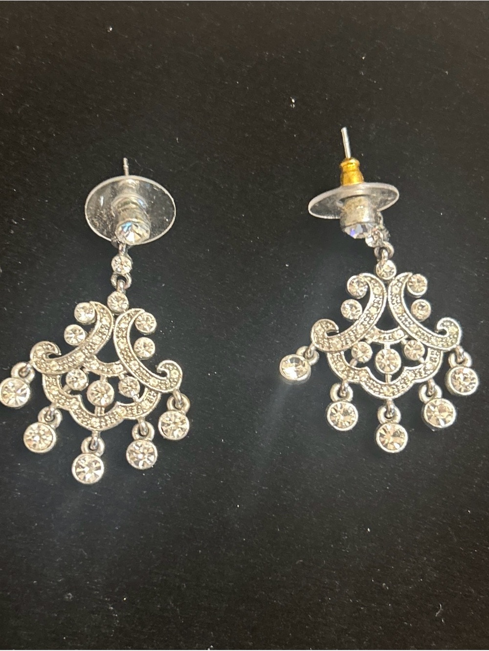 Costume Silver Crystal Chandelier Drop Earrings - Women Jewelry